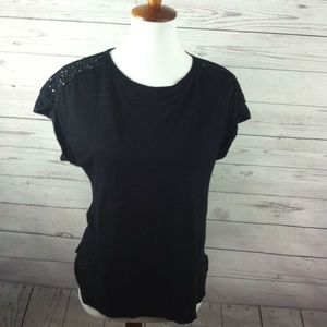 Calvin Klein Eyelet T-Shirt Black Size Medium